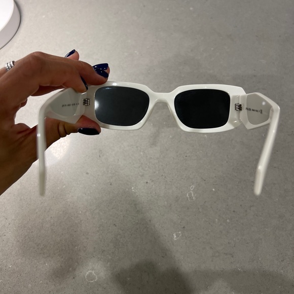 Scultoreo Narrow White & Dark Grey Prada Sunglasses - Picture 8 of 11